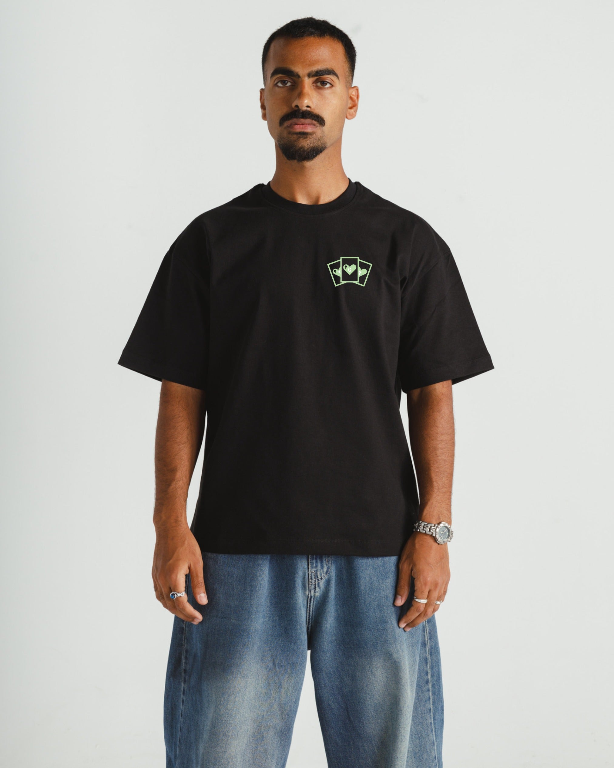 Cards Black x Light Green Tee