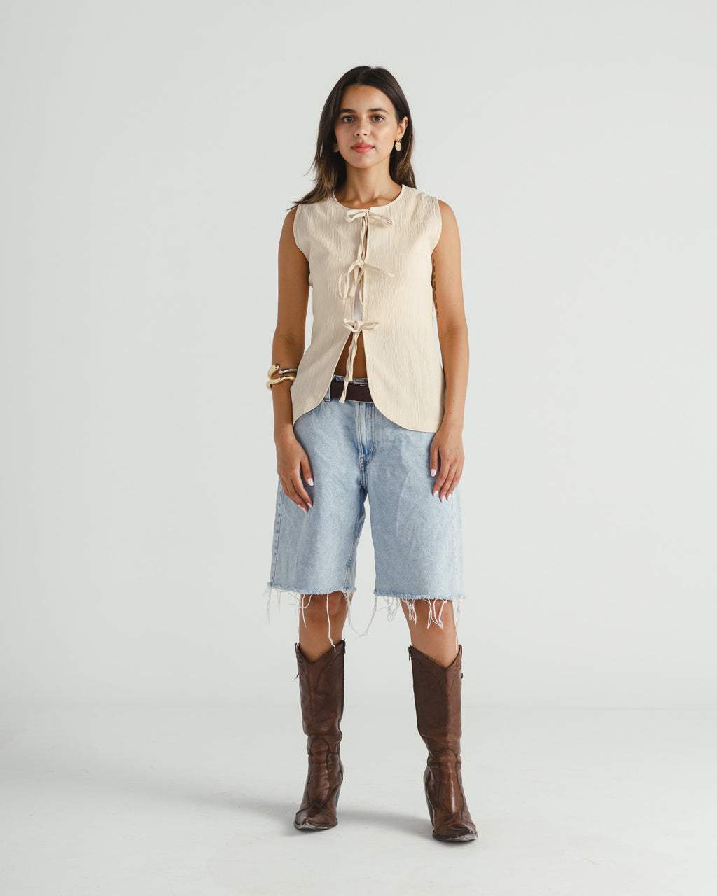 Linen Tie-Up Vest Top