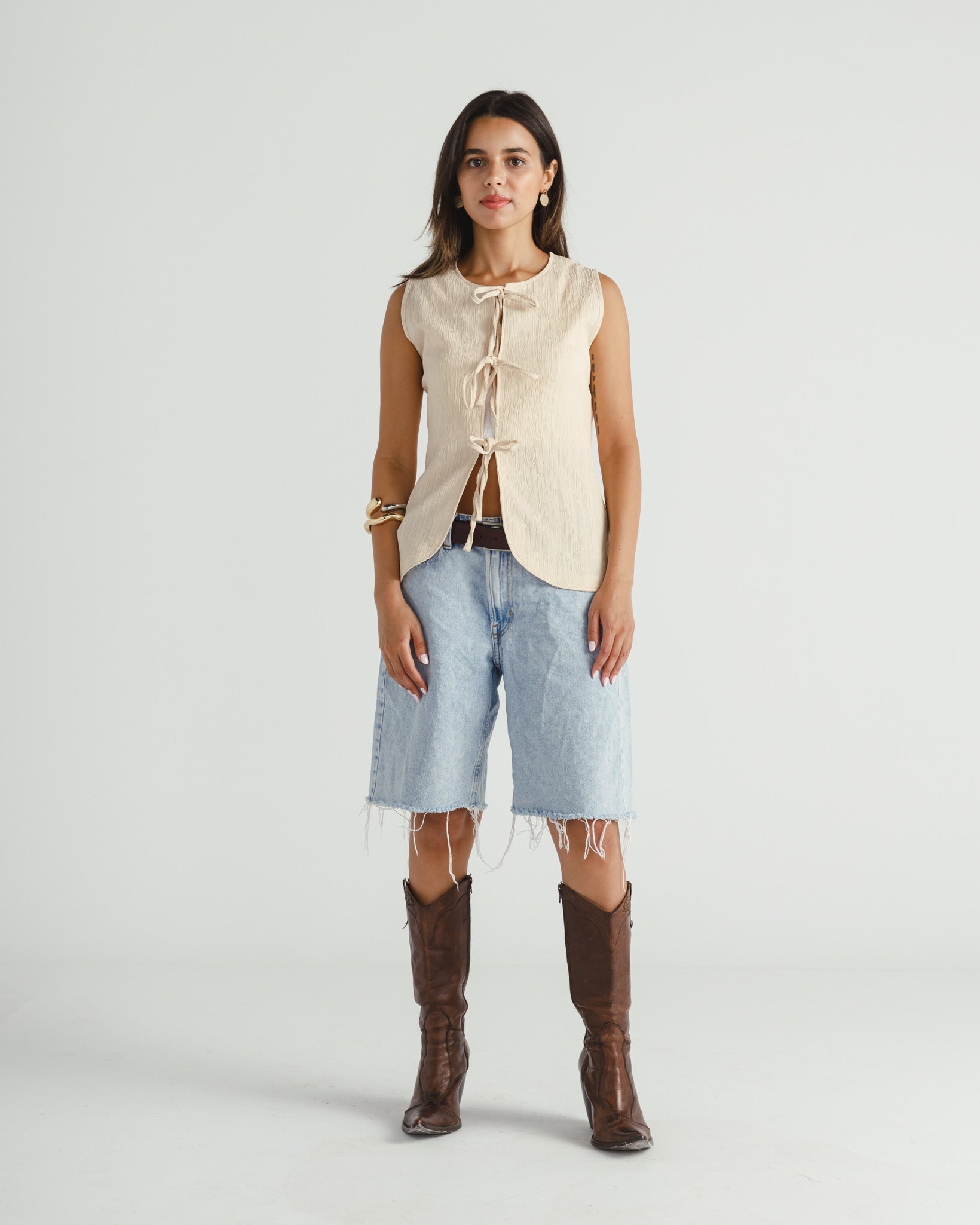Linen Tie-Up Vest Top