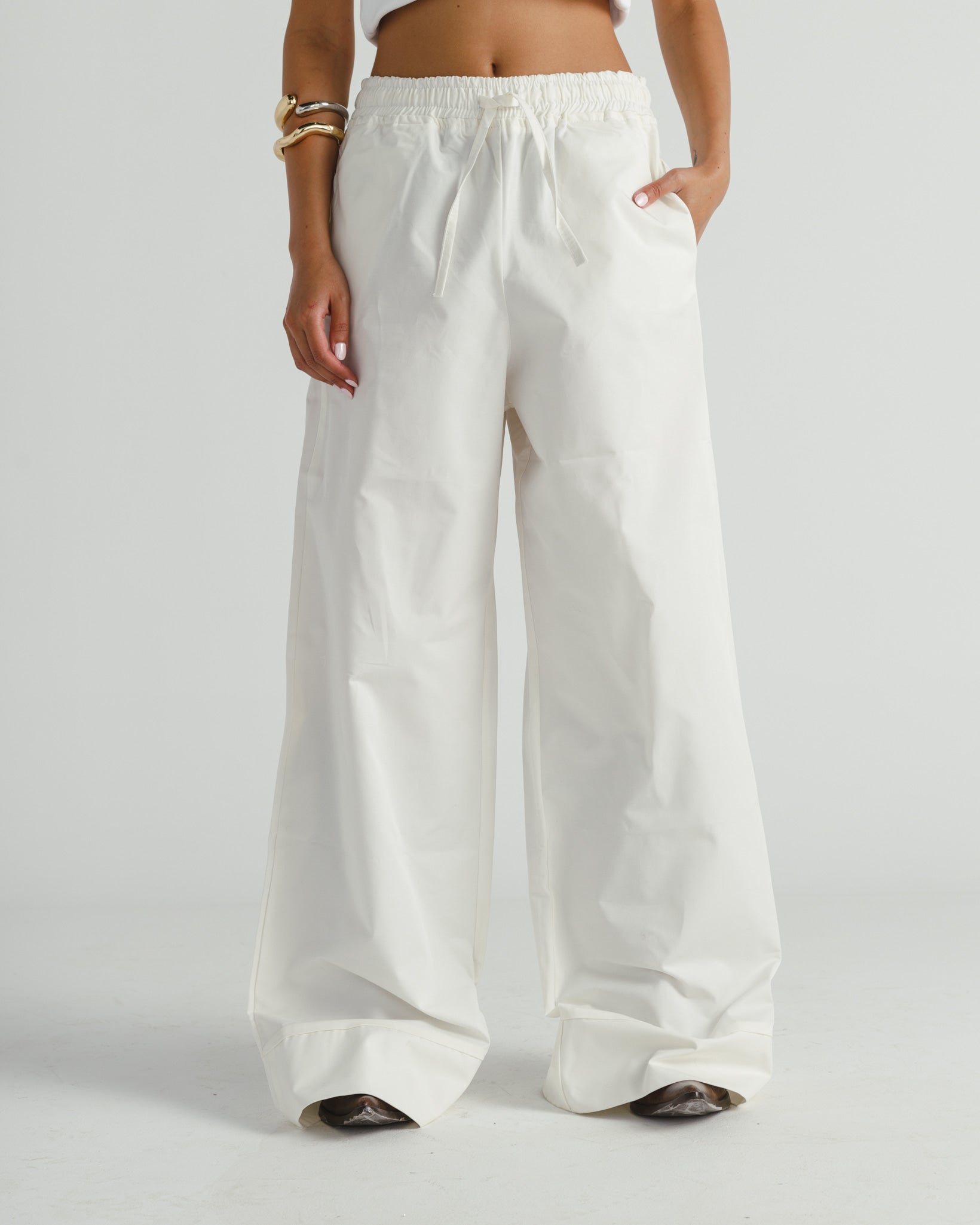 White Wide Leg Trousers