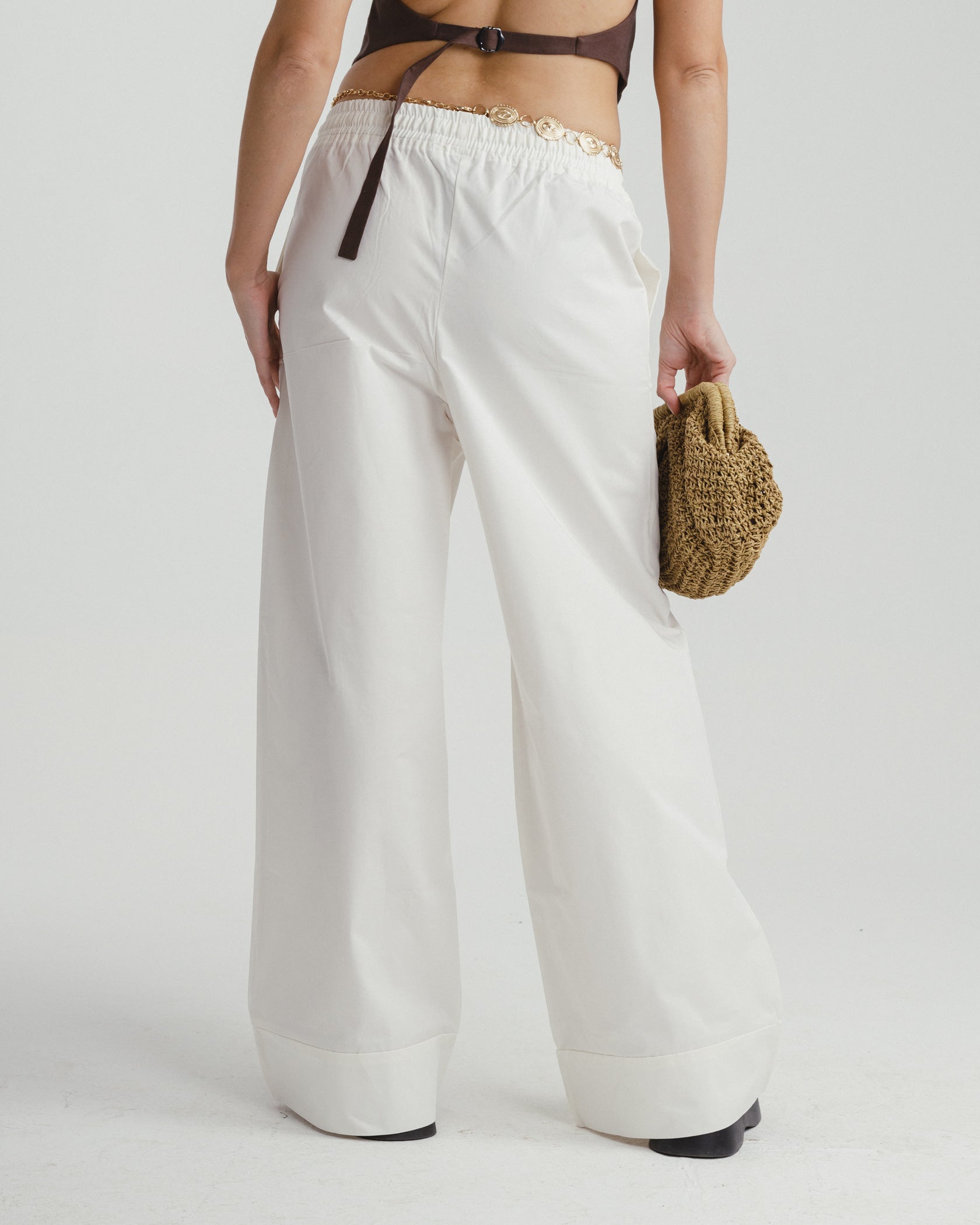 Draw Cord Waist Wide Leg Trousers