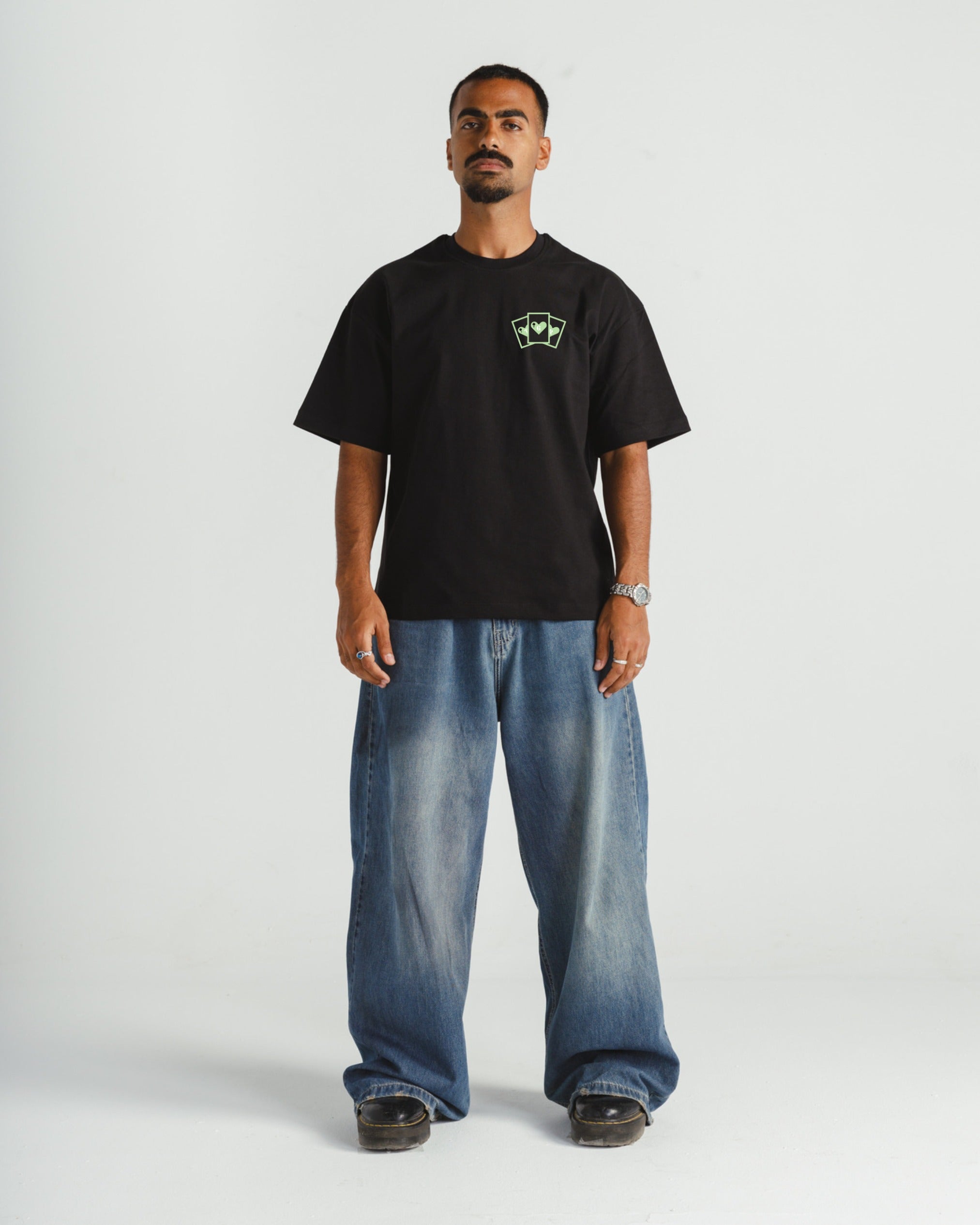 Cards Black x Light Green Tee