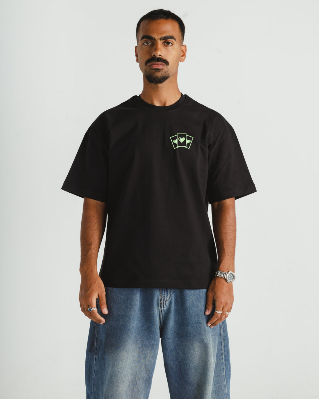 Cards Black x Light Green Tee