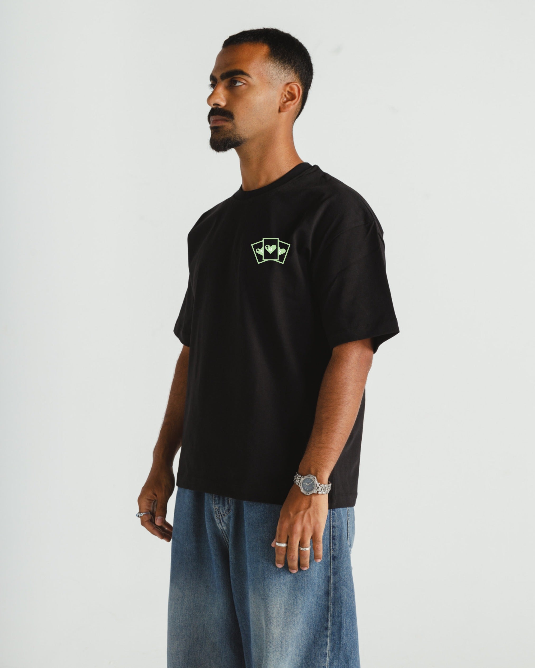 Cards Black x Light Green Tee