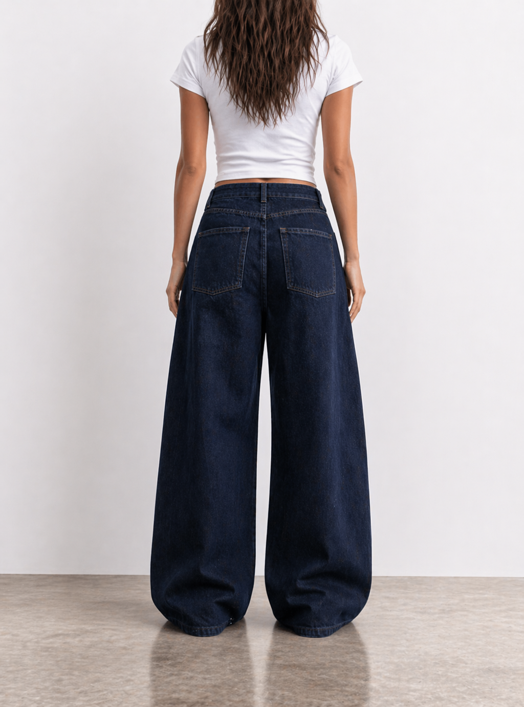 Side-Pleat Balloon Fit Denim Raw