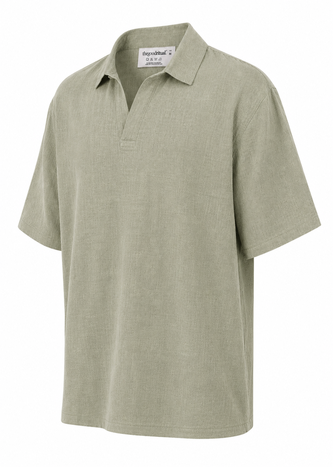 Boxy Linen Polo In Olive