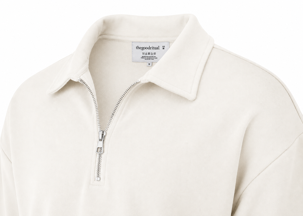 The Half Zip in Off White