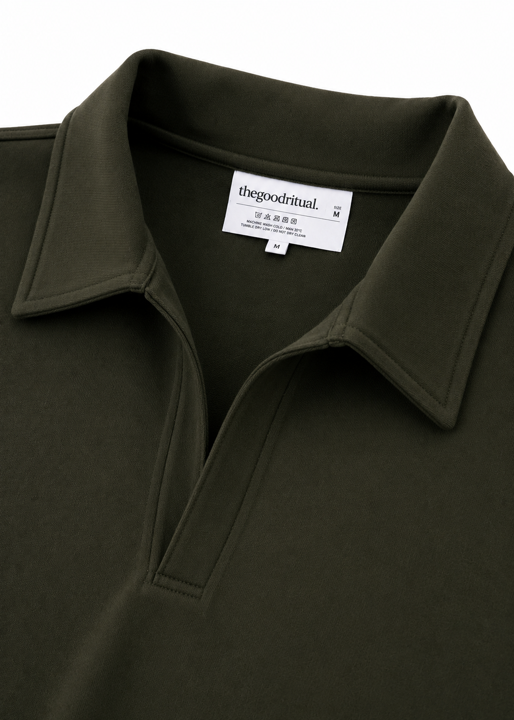 Boxy Collar Polo In Muted Olive