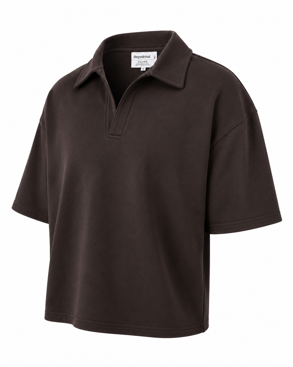 Boxy Collar Polo In Brown