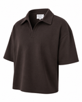 Boxy Collar Polo In Brown