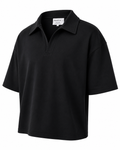 Boxy Collar Polo In Dusty Black