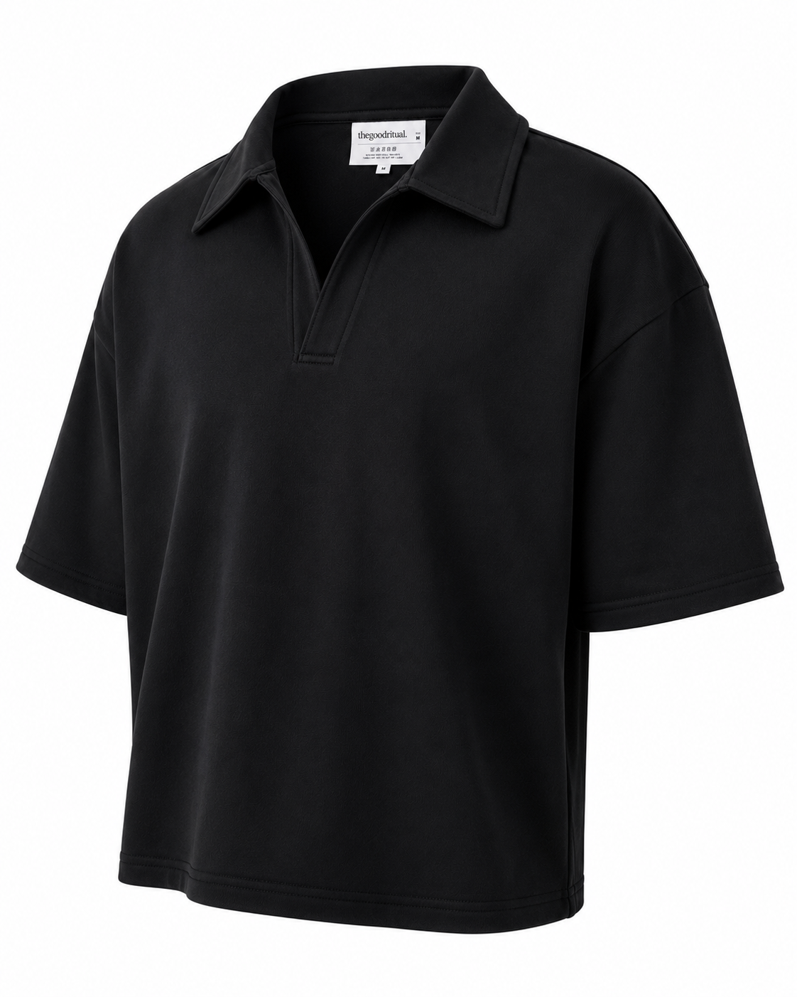 Boxy Collar Polo In Dusty Black