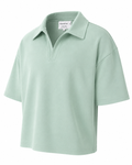 Boxy Collar Polo In Dusty Mint