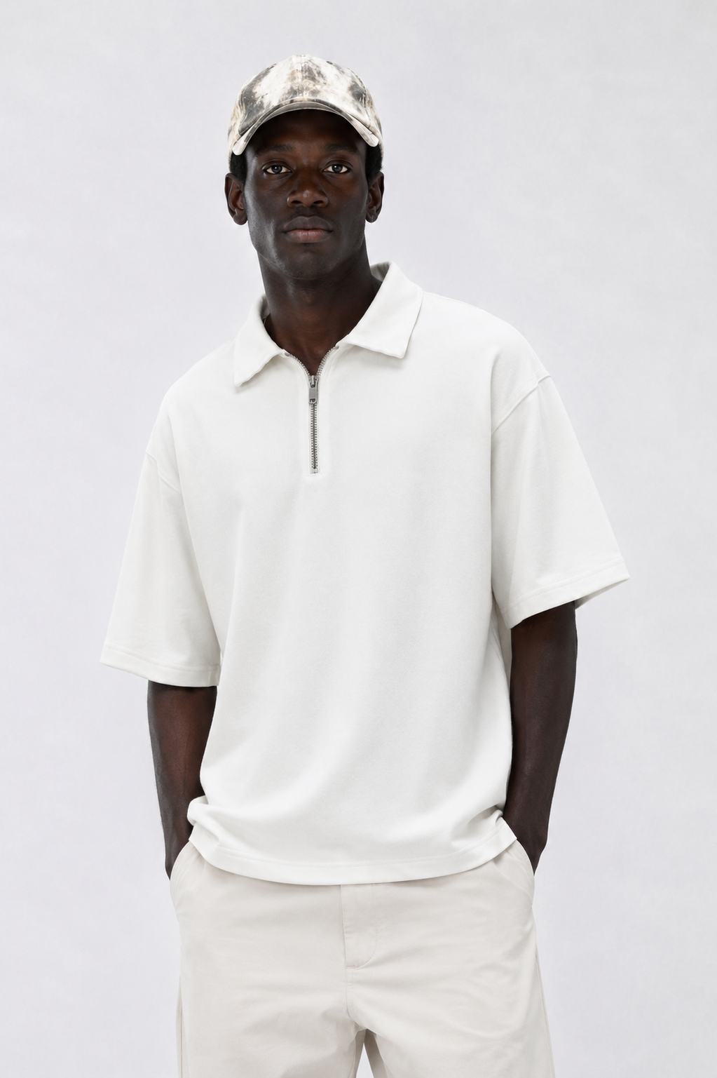 The Half Zip in Off White