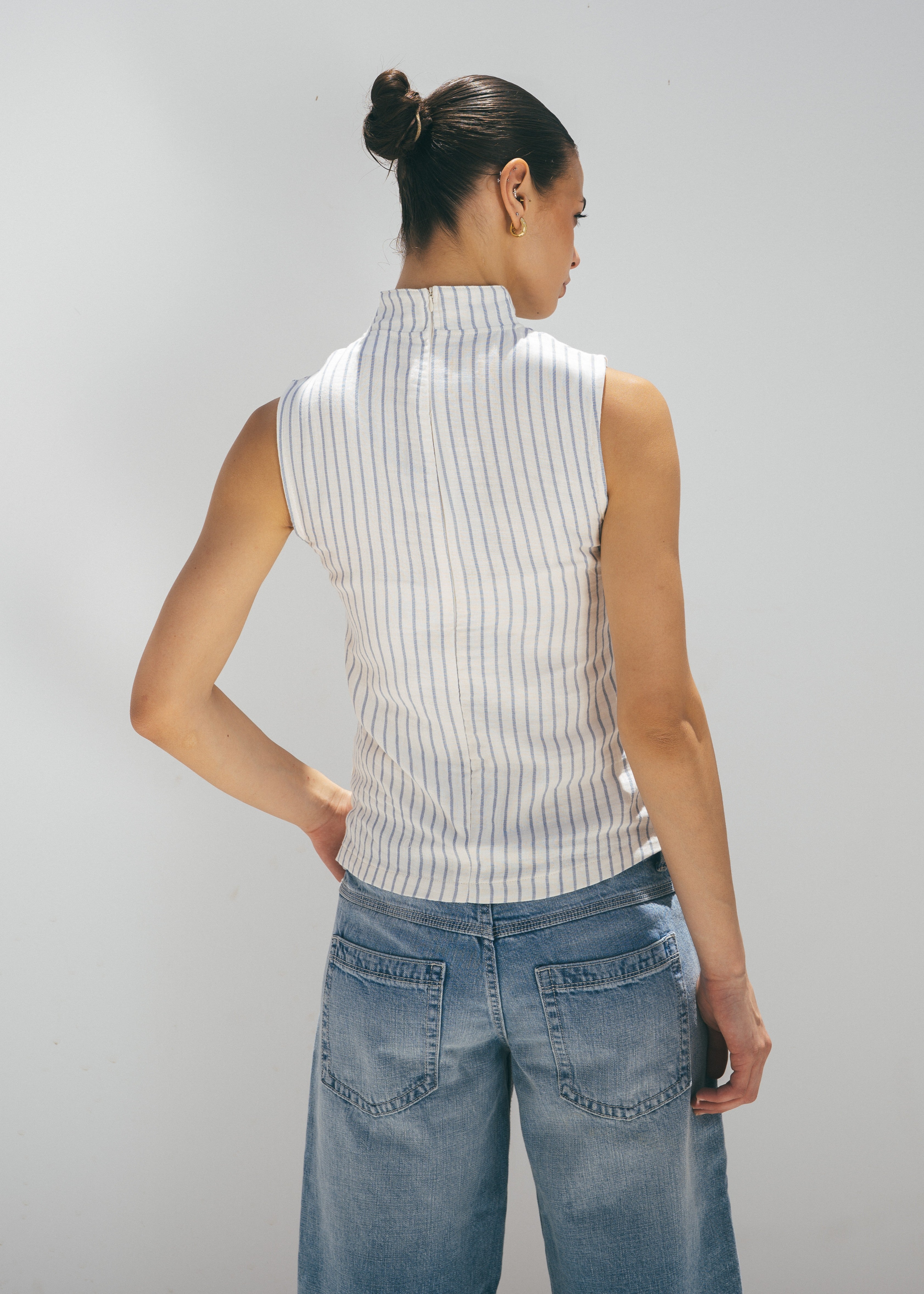 Mandarin Button Top