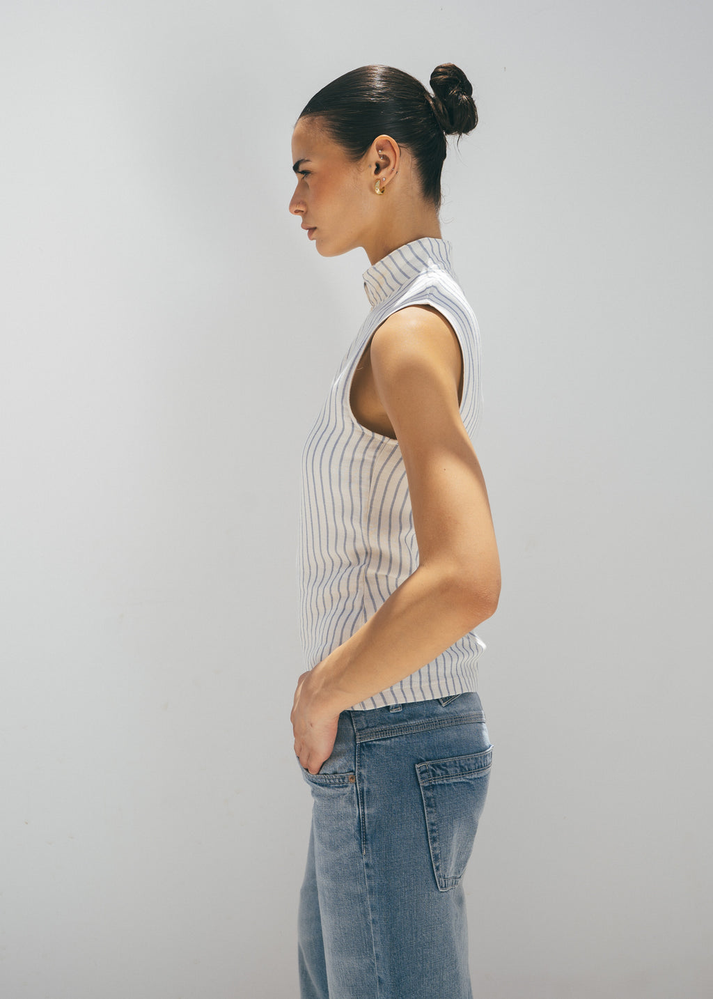 Mandarin Button Top